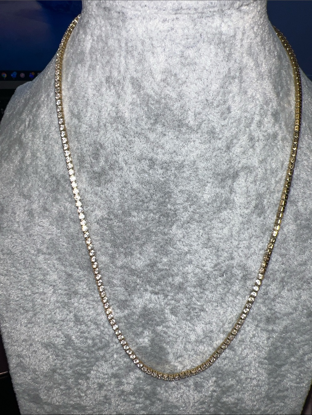 Delicate Gold Tennis Necklace with Clear Crystals